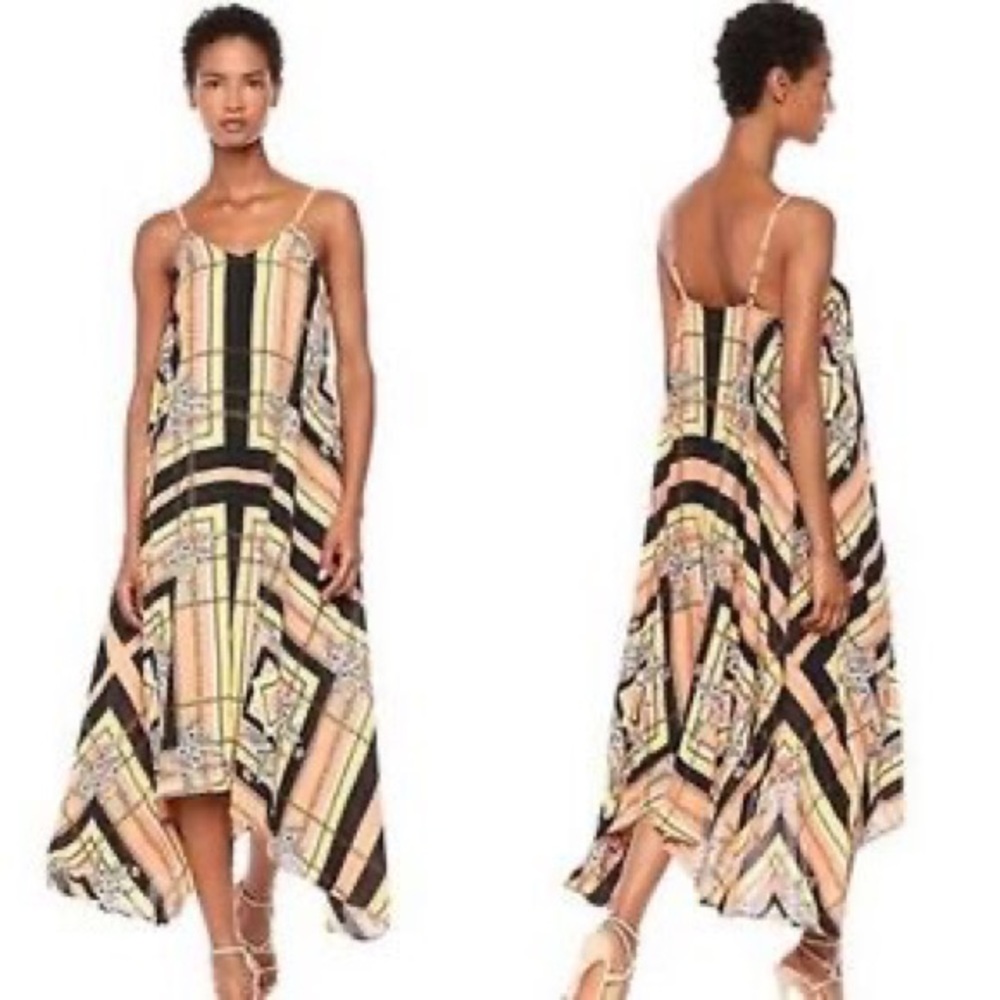 Nanette Lepore | Orange/Multicolored Calypso Handkerchief Hem Maxi Dress *NWT*